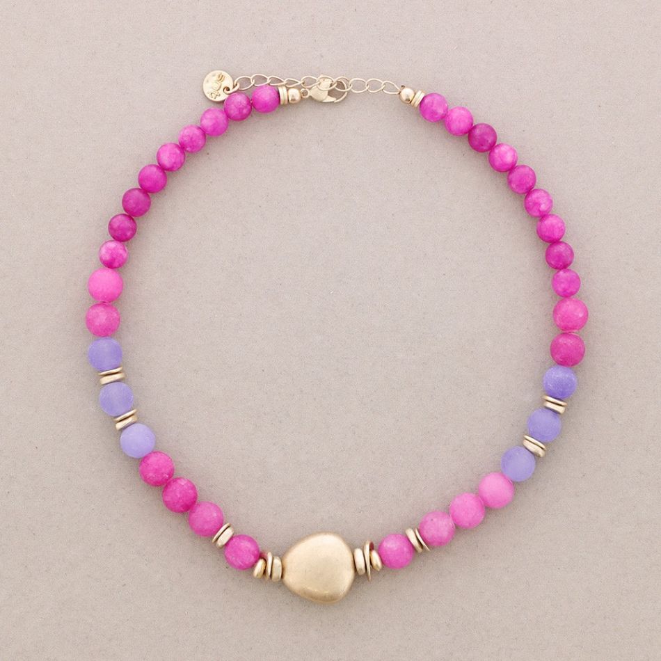 METAL BEADED NECKLACE WITH STONES