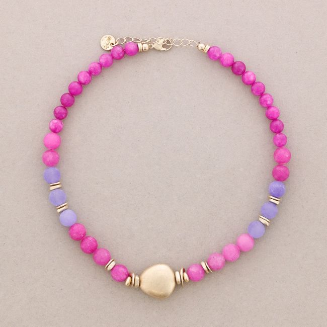 METAL BEADED NECKLACE WITH STONES