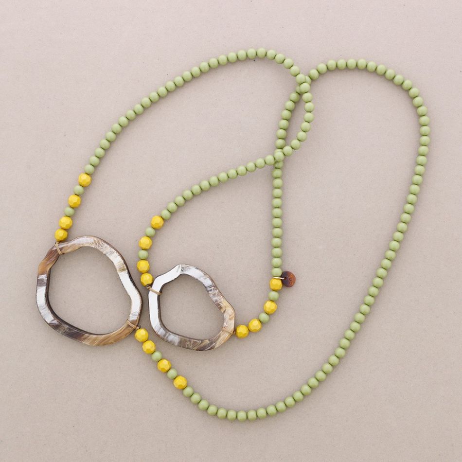 RESIN IRREGULAR DOUBLE CIRCLE BALLS LONG NECKLACE