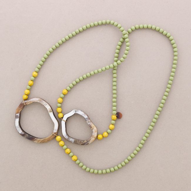 RESIN IRREGULAR DOUBLE CIRCLE BALLS LONG NECKLACE