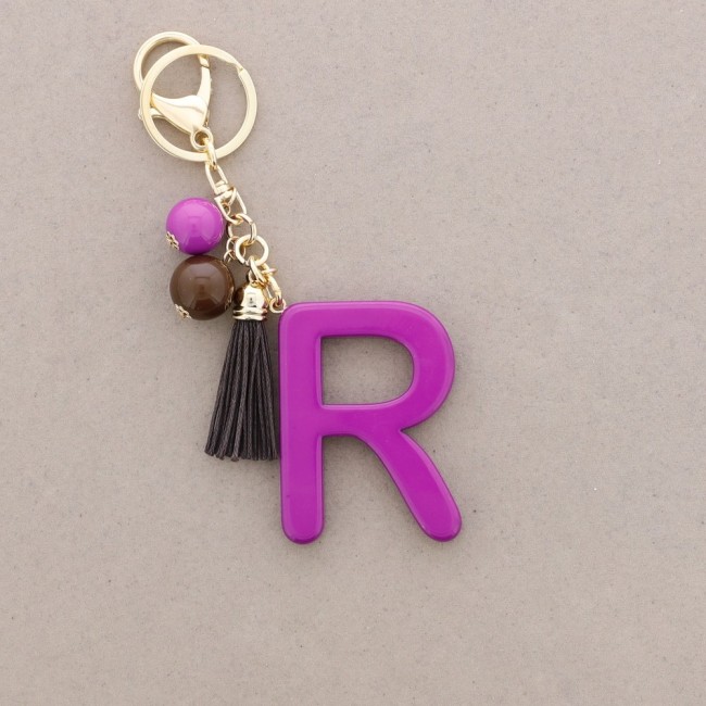 KEYCHAIN PENDANT INITIAL LETTER R RESIN