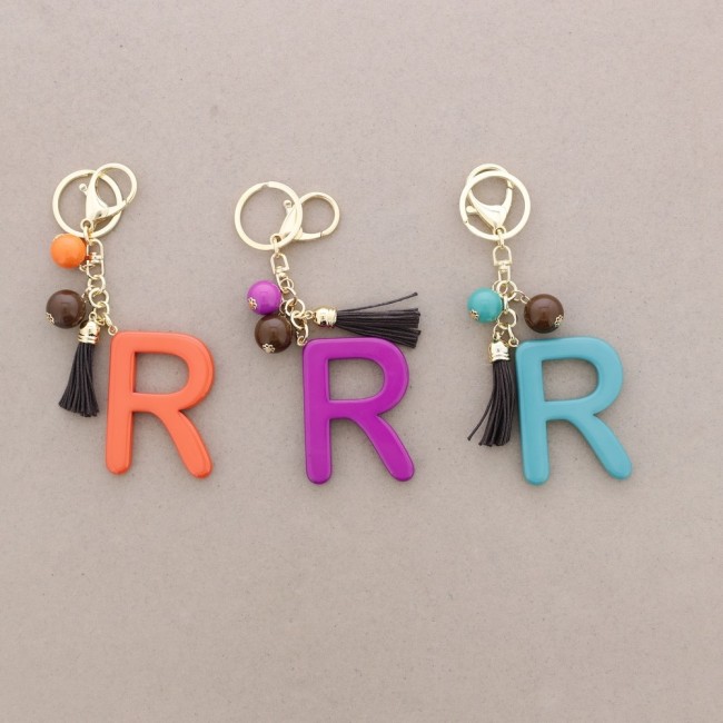 KEYCHAIN PENDANT INITIAL LETTER R RESIN