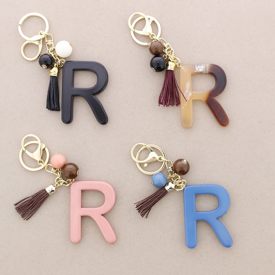 KEYCHAIN PENDANT INITIAL LETTER R RESIN