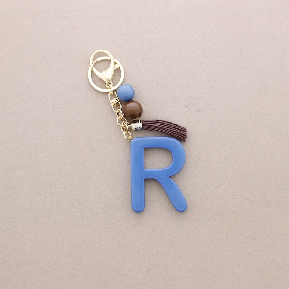 KEYCHAIN PENDANT INITIAL LETTER R RESIN