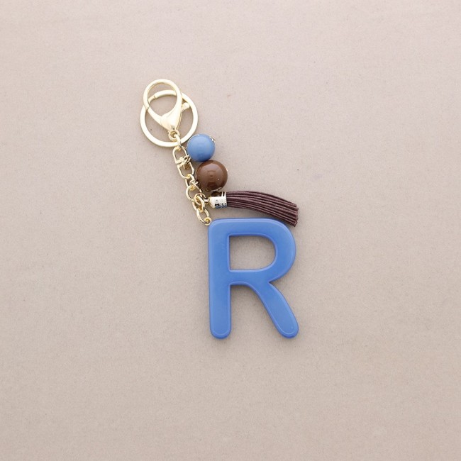 KEYCHAIN PENDANT INITIAL LETTER R RESIN