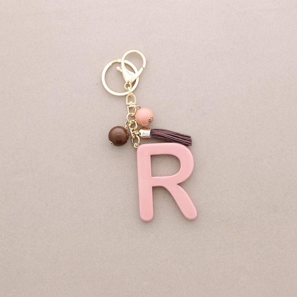 KEYCHAIN PENDANT INITIAL LETTER R RESIN