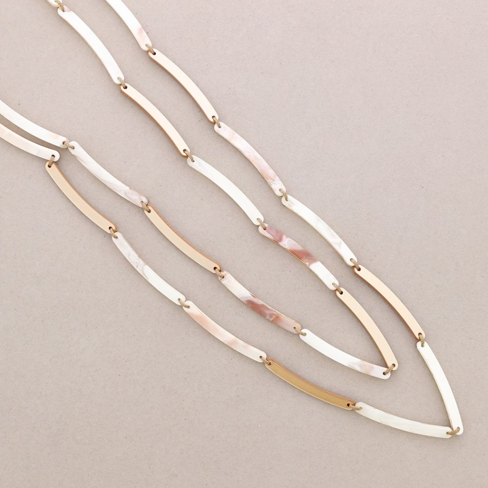 COLLAR LARGO DOBLE CUENTAS RESINA