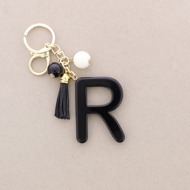 KEYCHAIN PENDANT INITIAL LETTER R RESIN