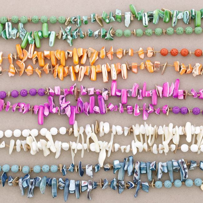LONG NECKLACE WITH NATURAL LAVA IMITATION BEADS