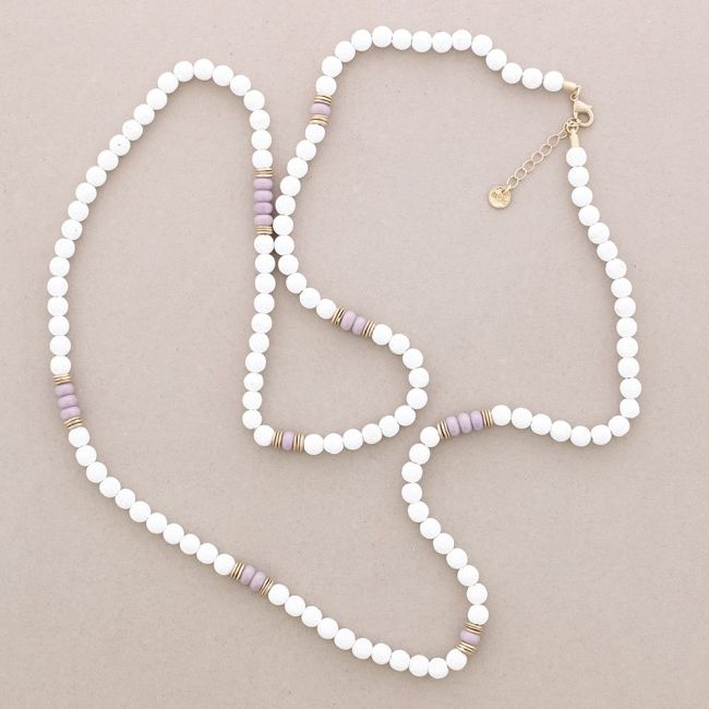 LONG NECKLACE WITH LAVA IMITATION METAL BEADS