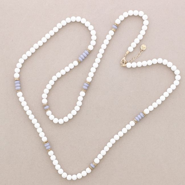LONG NECKLACE WITH LAVA IMITATION METAL BEADS
