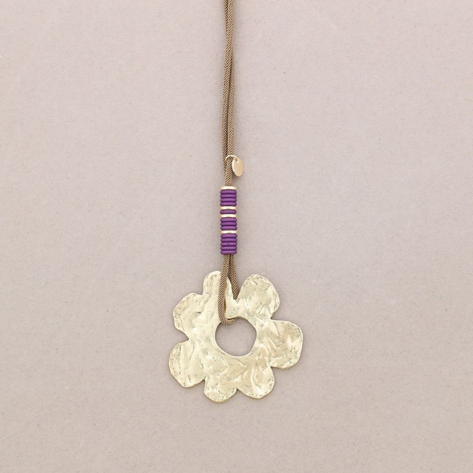 COLLAR LARGO COLGANTE FLOR METAL
