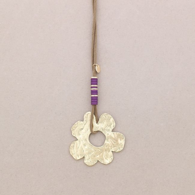 COLLAR LARGO COLGANTE FLOR METAL
