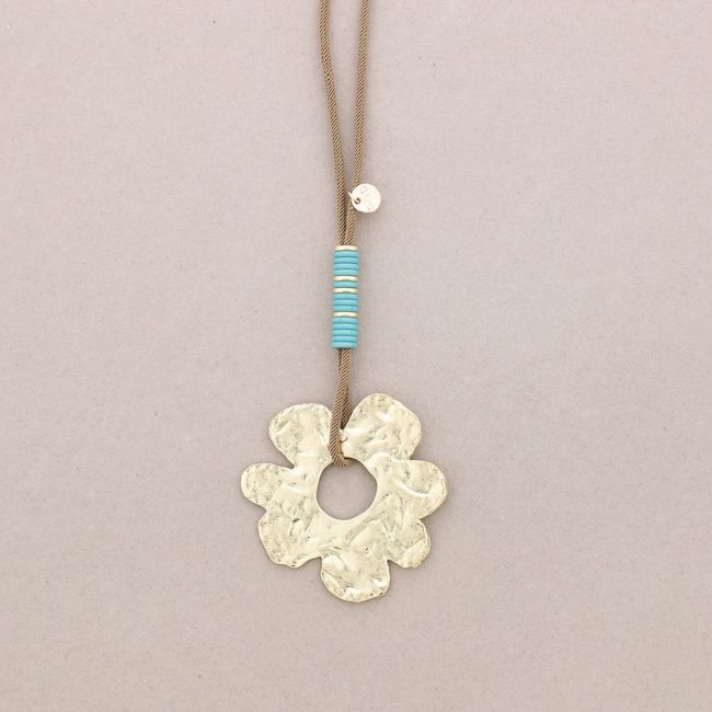COLLAR LARGO COLGANTE FLOR METAL