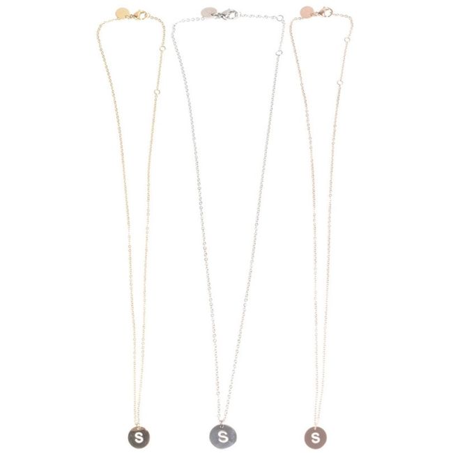 STEEL LETTER S PLATE SHORT NECKLACE