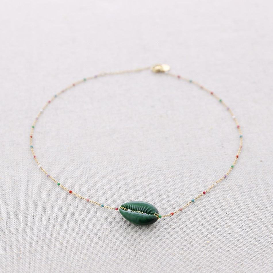 STEEL SHELL COLOR NECKLACE