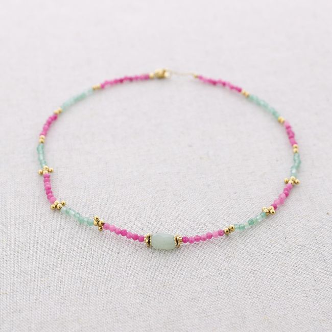 STEEL BEADED STONES NECKLACE