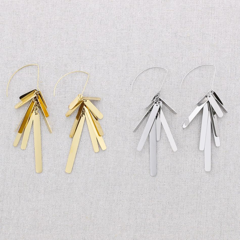 STEEL LONG PENDANT EARRINGS