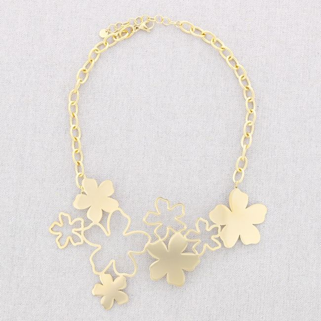 STEEL FLOWER BIB NECKLACE