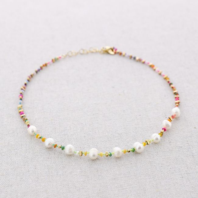 STEEL NECKLACE BEADS NACRE PEARLS