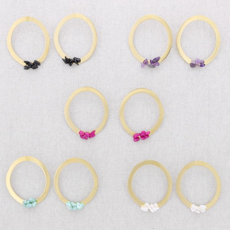 STEEL STONE HOOP EARRINGS 2