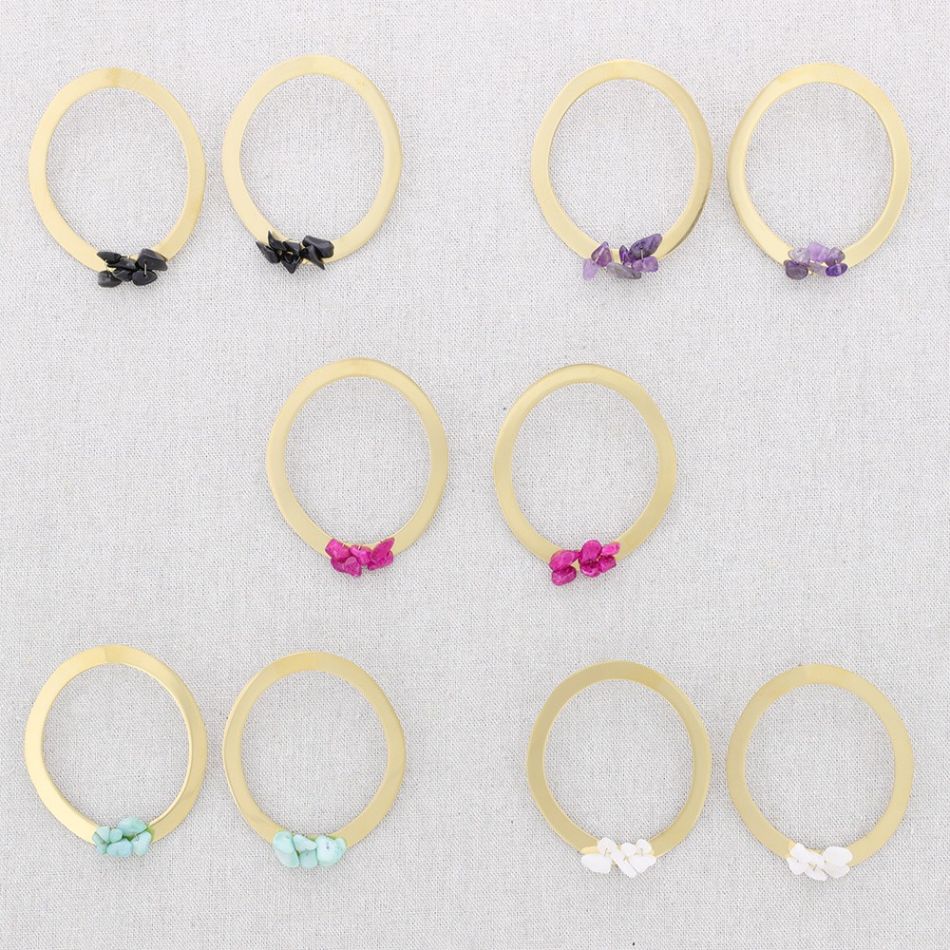 PENDIENTES ACERO ARO PIEDRECITAS
