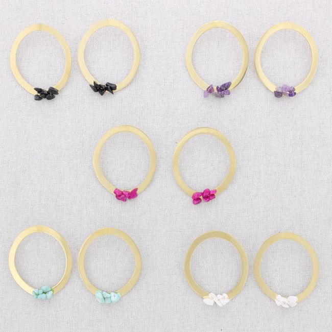 STEEL STONE HOOP EARRINGS