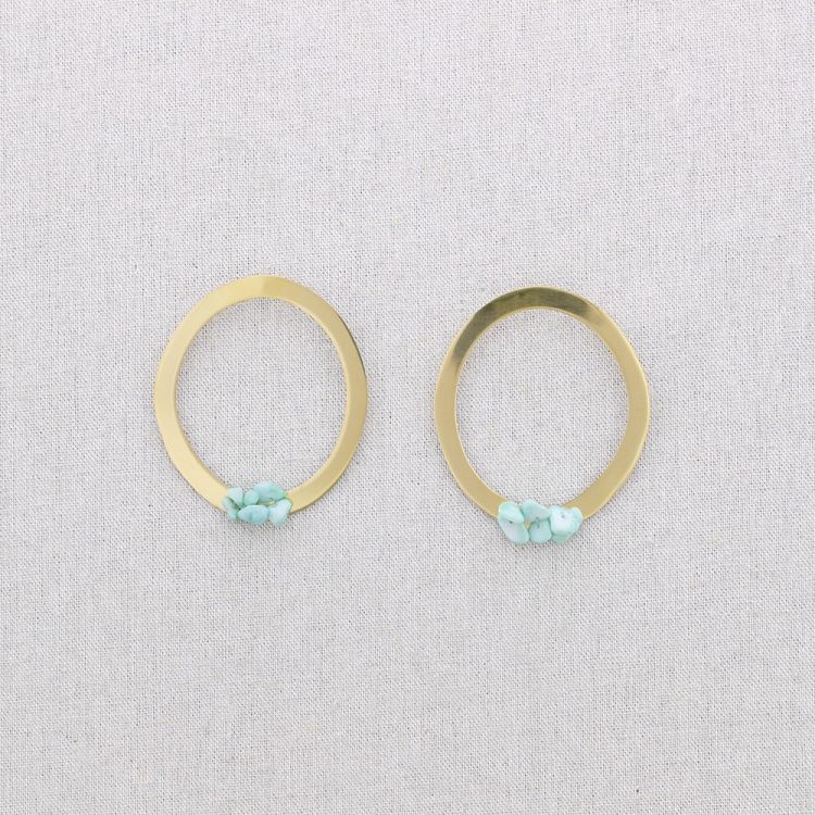 STEEL STONE HOOP EARRINGS