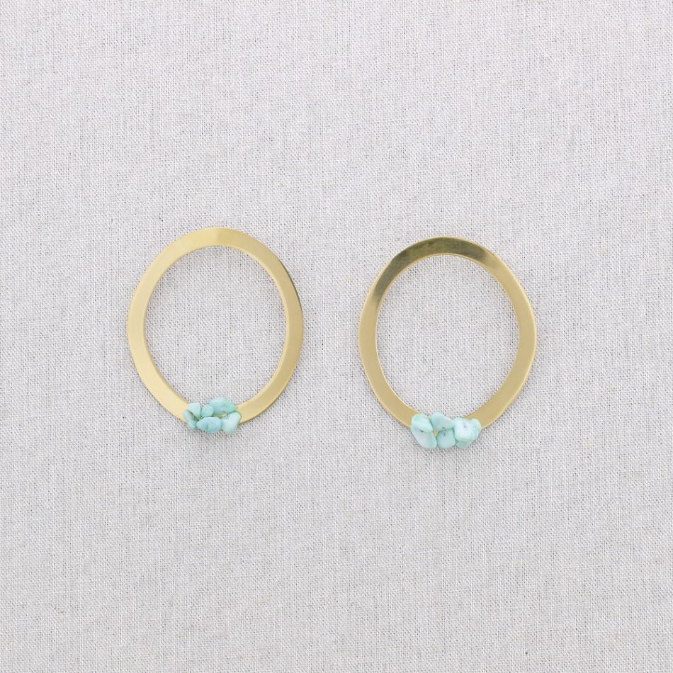 STEEL STONE HOOP EARRINGS