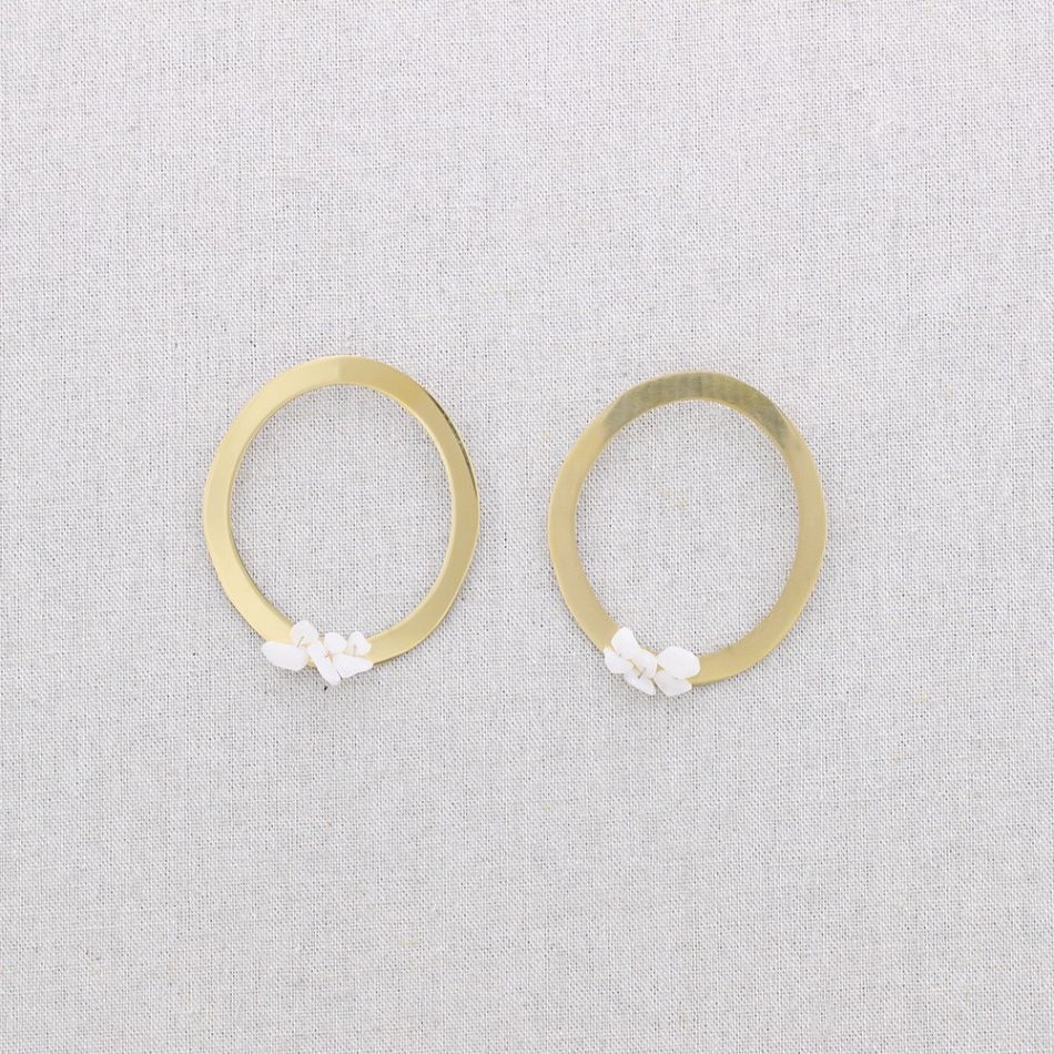 STEEL STONE HOOP EARRINGS