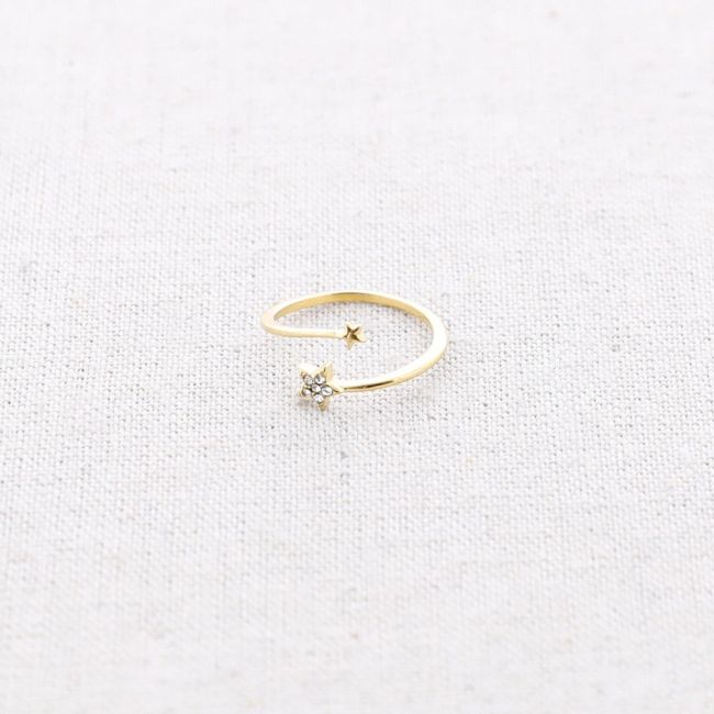STEEL STAR RING WITH CRYSTALS