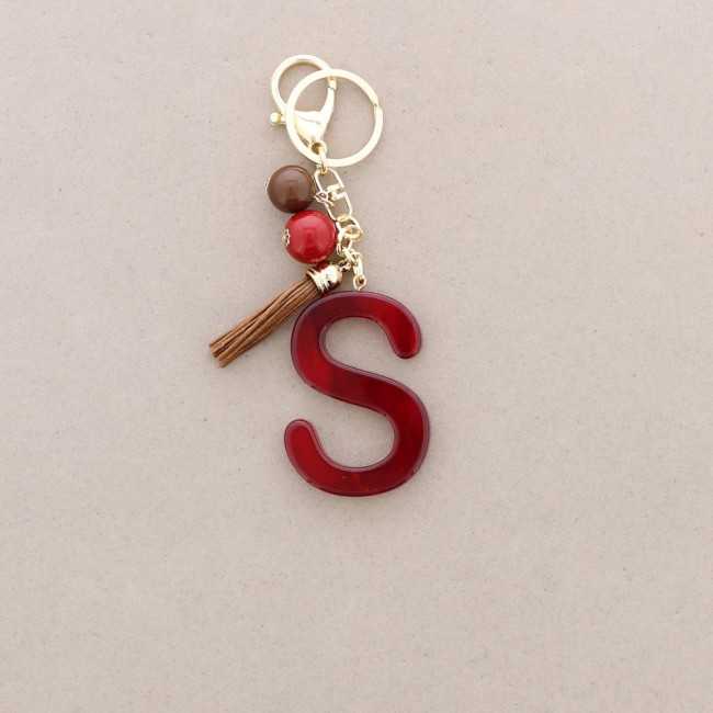 RESIN INITIAL LETTER S PENDANT KEYCHAIN