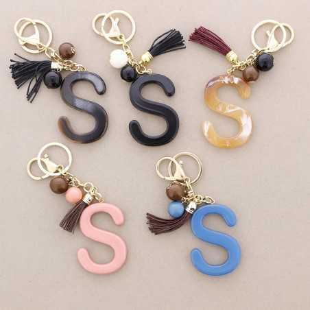 RESIN INITIAL LETTER S PENDANT KEYCHAIN