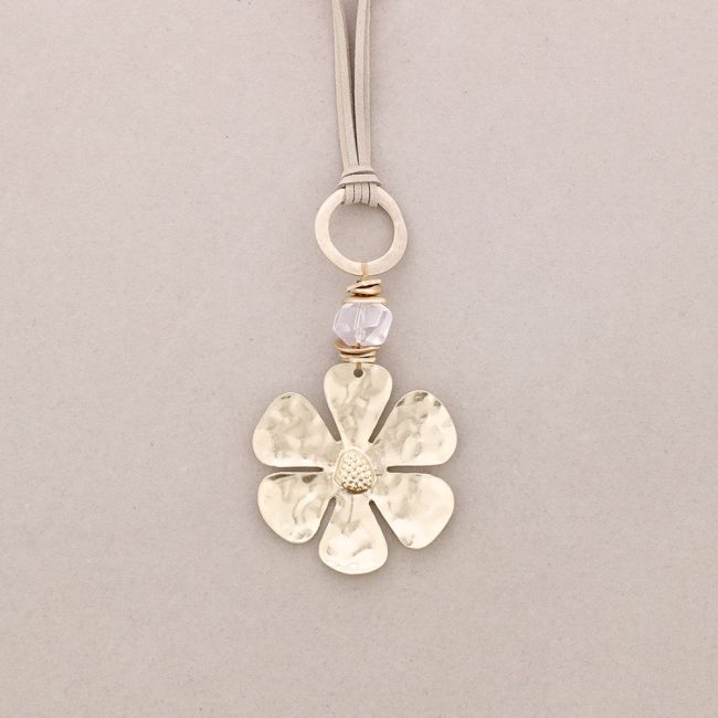 COLLAR LARGO COLGANTE FLOR PIEDRA
