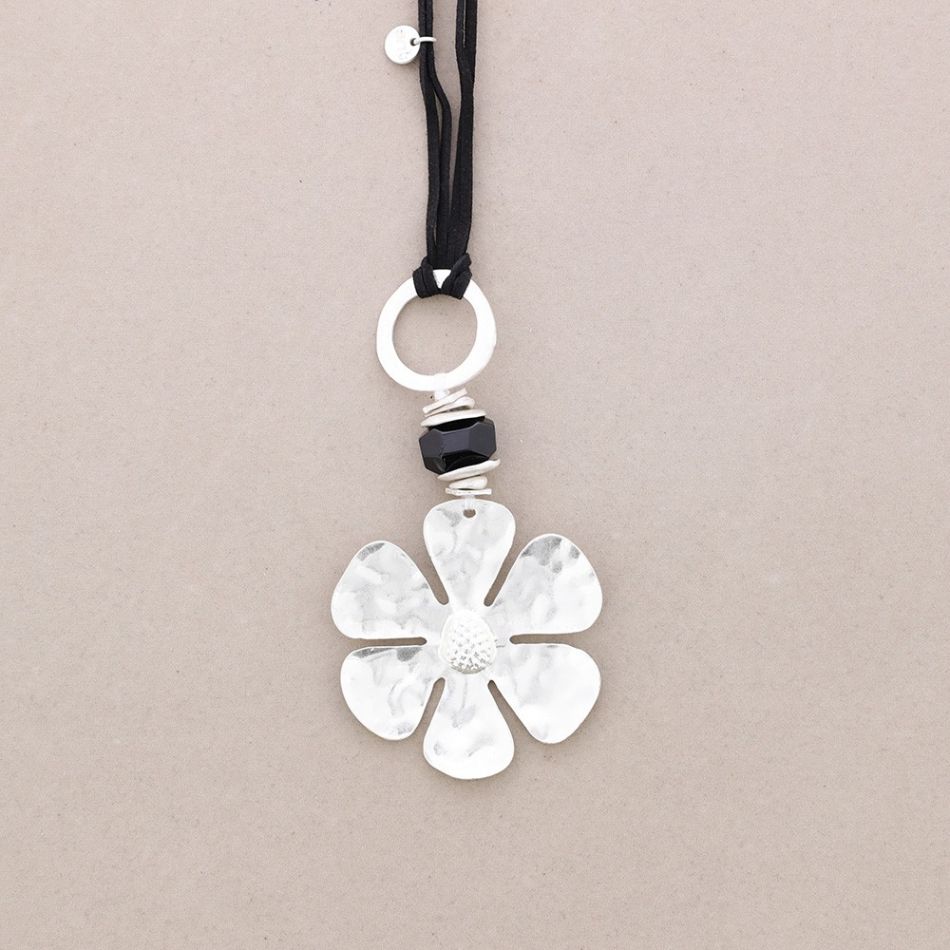 COLLAR LARGO COLGANTE FLOR PIEDRA