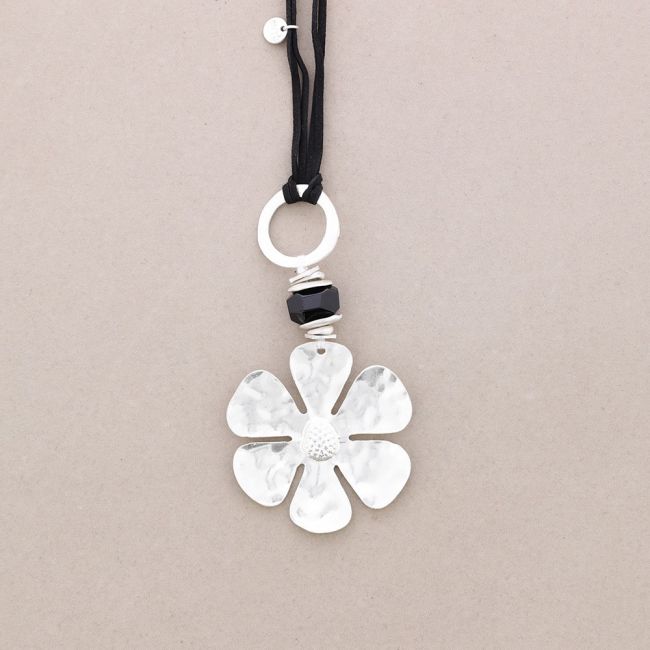COLLAR LARGO COLGANTE FLOR PIEDRA