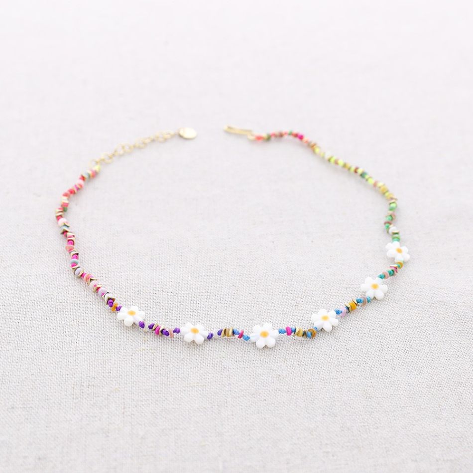 STEEL DAISIES NACRE NECKLACE