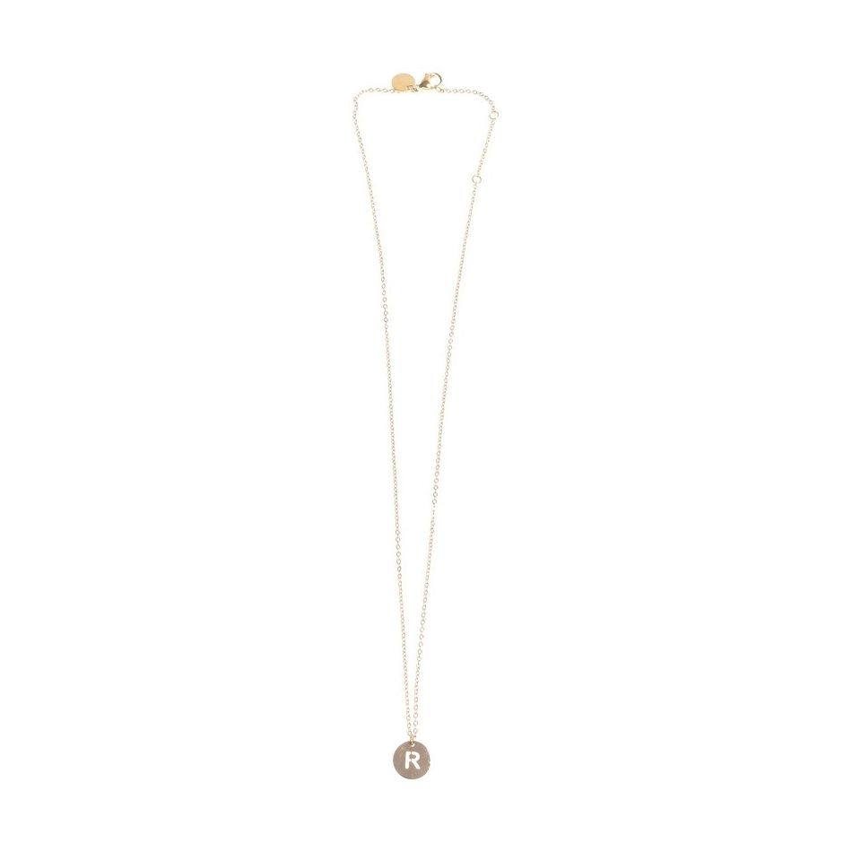 STEEL LETTER R PLATE SHORT NECKLACE