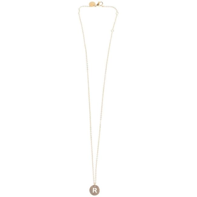 STEEL LETTER R PLATE SHORT NECKLACE