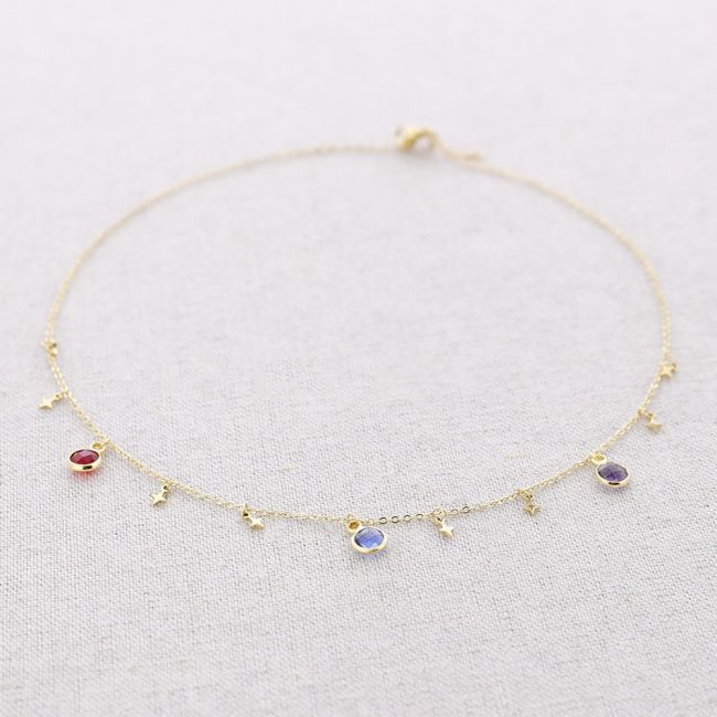 STEEL NECKLACE WITH CRYSTAL PENDANTS