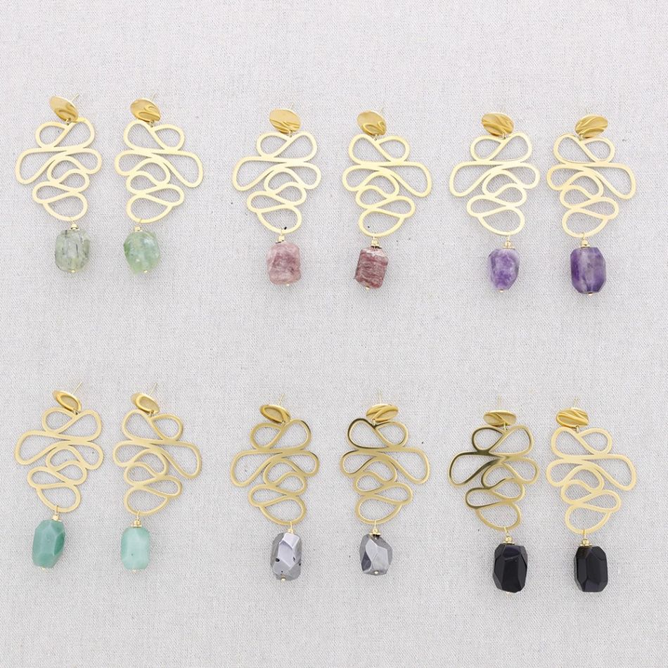 PENDIENTES ACERO FILIGRANA PIEDRA