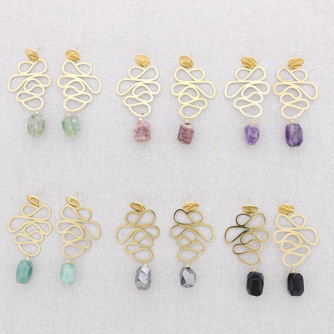 PENDIENTES ACERO FILIGRANA PIEDRA