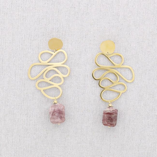 PENDIENTES ACERO FILIGRANA PIEDRA