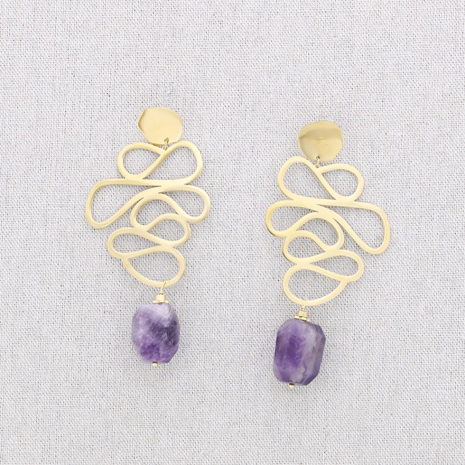 PENDIENTES ACERO FILIGRANA PIEDRA