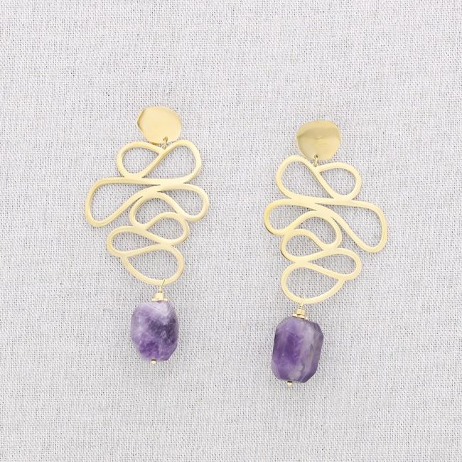 PENDIENTES ACERO FILIGRANA PIEDRA