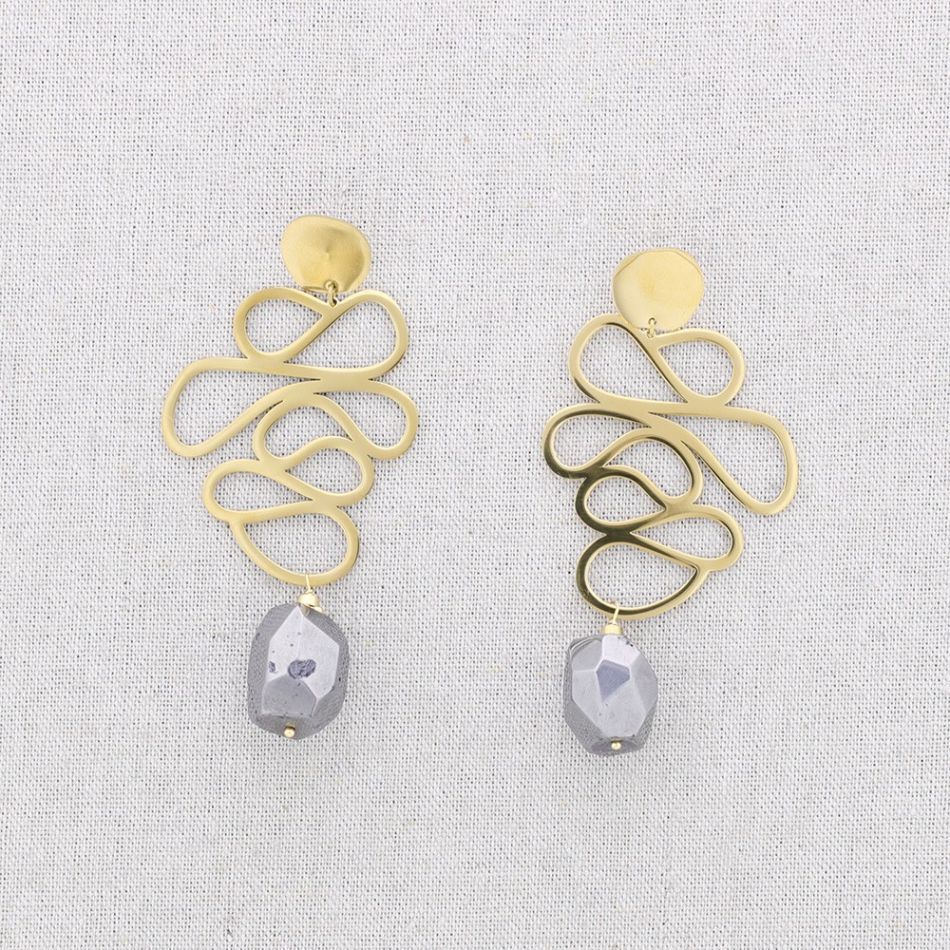 PENDIENTES ACERO FILIGRANA PIEDRA