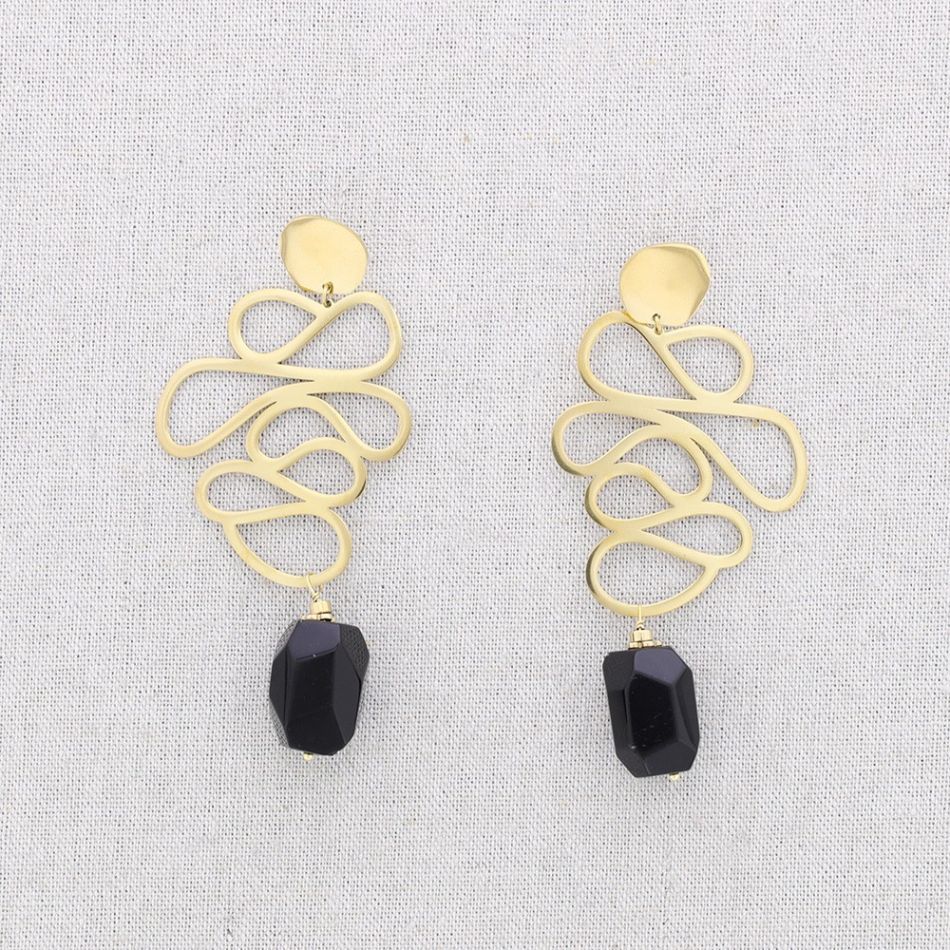 PENDIENTES ACERO FILIGRANA PIEDRA