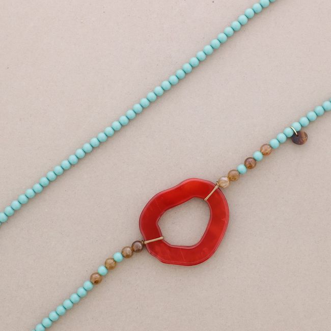 COLLAR LARGO BOLAS CÍRCULO IRREGULAR RESINA