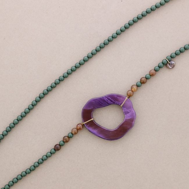 COLLAR LARGO BOLAS CÍRCULO IRREGULAR RESINA