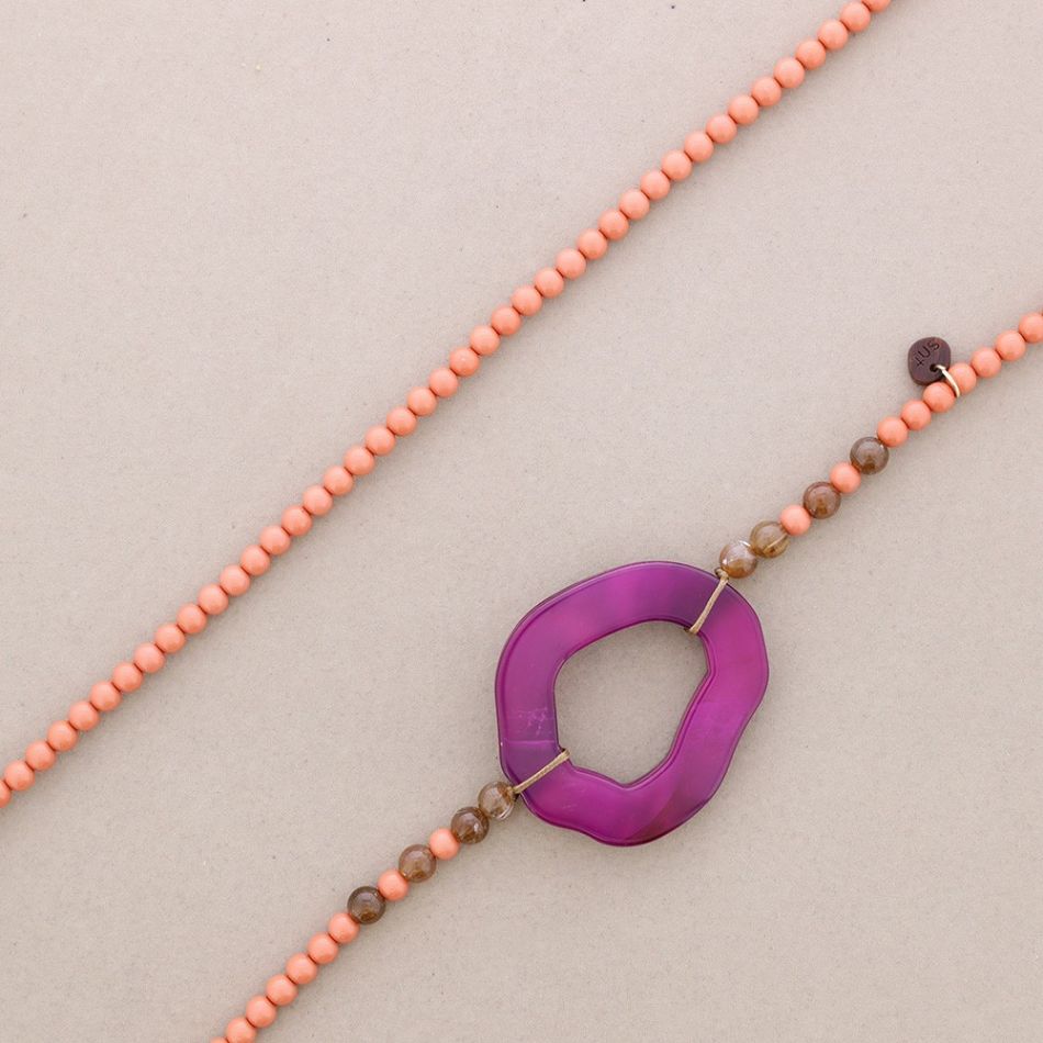 COLLAR LARGO BOLAS CÍRCULO IRREGULAR RESINA